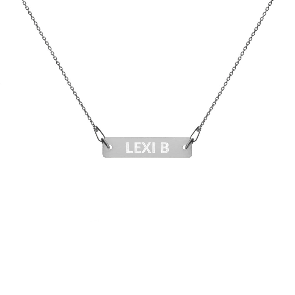 Engraved Silver Bar Chain Necklace