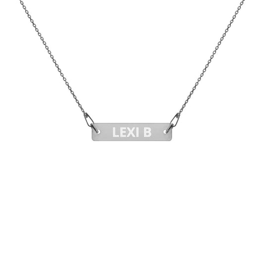 Engraved Silver Bar Chain Necklace